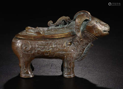 A BRONZE COW SHAPED CENSER