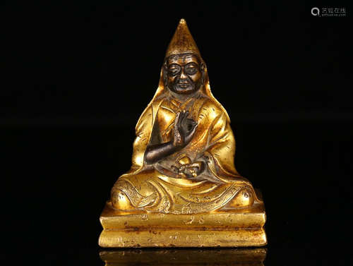 A GOLD FILLED BUDDHA OF TSONG DYNASTYKHAPA