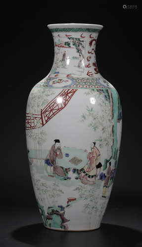 A CHARACTER STORY PAINTED WUCAI VASE