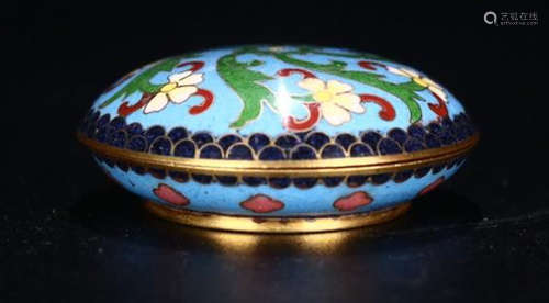 A FLOWER PAINTED  CLOISONNE BOX