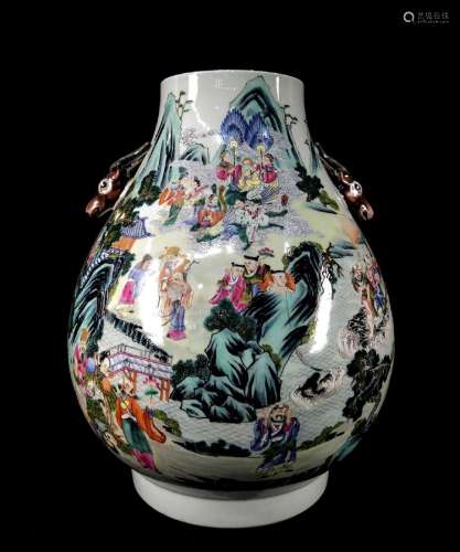 CHINESE FAMILLE ROSE ZUN VASE