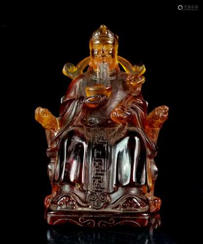 CHINESE AMBER CARVED FIGURINE