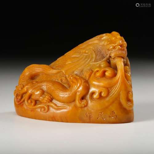 CHINESE TIANHUANG SOAPSTONE DRAGON SEAL