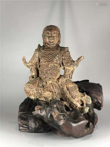 CHINESE BRONZE FIGURE OF EMPEROR ZHENGWU