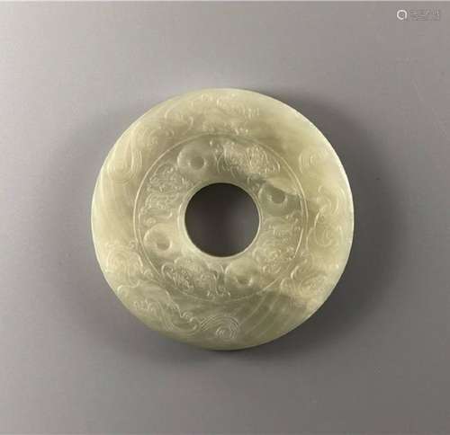 CHINESE CELADON JADE BI DISK