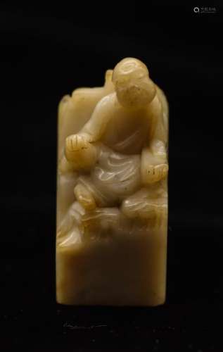 CHINESE SOAPSTONE SEAL CARVED LOHAN