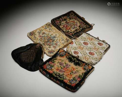 CHINESE SET OF 5 EMBROIDERY POUCHES