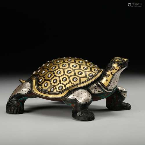 CHINESE GILT BRONZE TURTLE