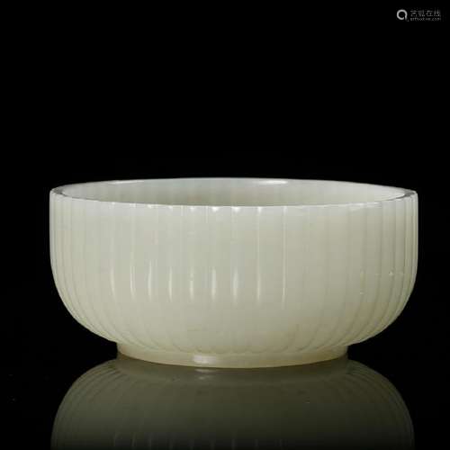 CHINESE WHITE JADE CARVED BOWL