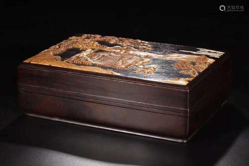 CHINESE ZITAN AND BOXWOOD COVER BOX