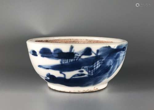 CHINESE BLUE WHITE PORCELAIN MEDICINE BOWL