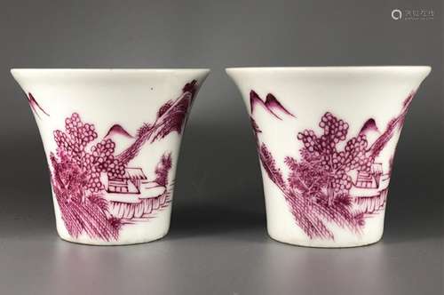 CHINESE PORCELAIN TEACUPS, PAIR