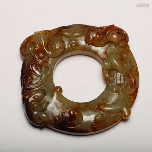 CHINESE JADE CARVED CHILONG RING