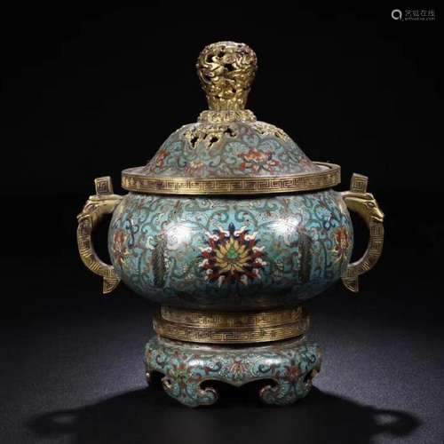 CHINESE CLOISONNE COVER CENSER