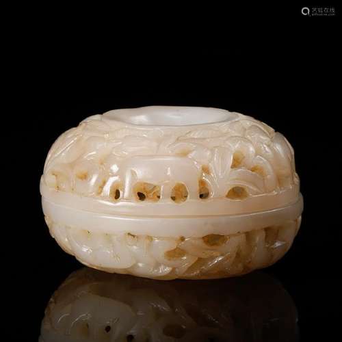 CHINESE WHITE JADE COVER BOX