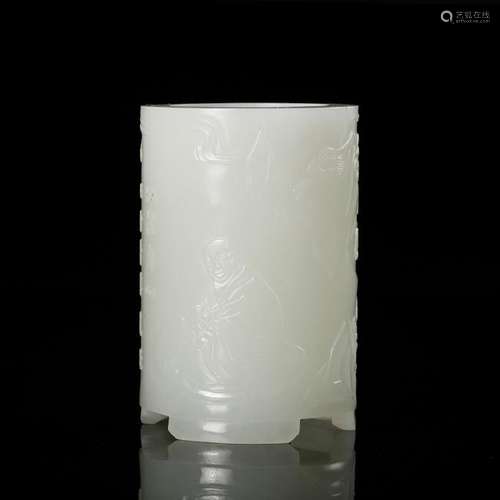 CHINESE WHITE JADE BRUSH POT