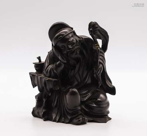 CHINESE ZITAN WOOD CARVED IMMORTAL