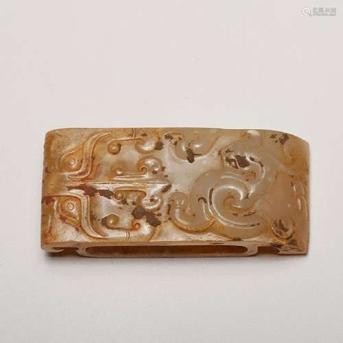 CHINESE JADE CARVED CHILONG SWORD SLIDER