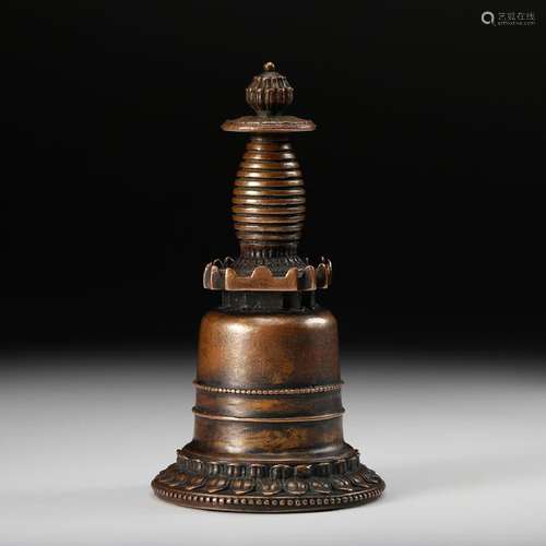 CHINESE BRONZE BUDDHIST STUPA