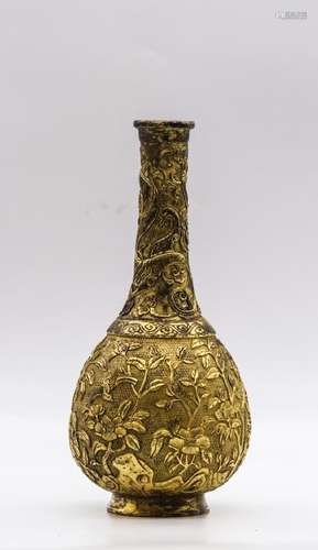 CHINESE GILT BRONZE DRAGON VASE