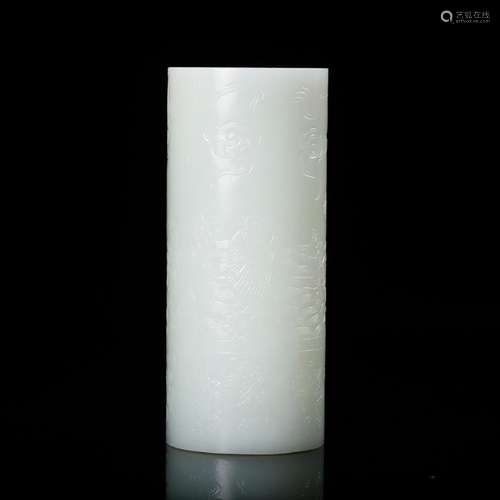 CHINESE WHITE JADE BRUSH POT