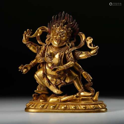 CHINESE GILT BRONZE FIGURE OF BUDDHA