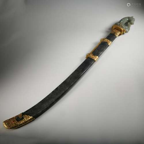 CHINESE SABER W. CELADON JADE HANDLE