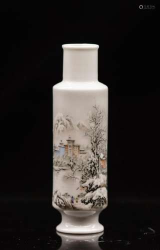 CHINESE REP. PERIOD PAINTED PORCELAIN VASE, SNOW S