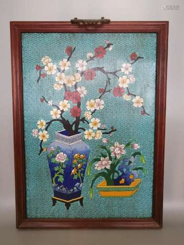 CHINESE CLOISONNE WALL PANEL