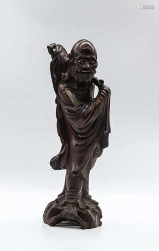 CHINESE HARDWOOD FIGURE OF DAMO