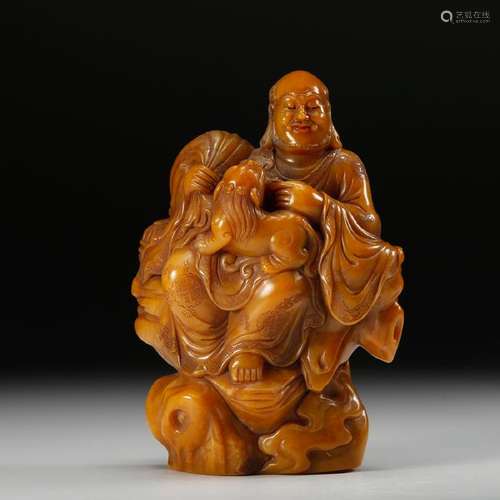 CHINESE TIANHUANG SOAPSTONE CARVED LOHAN