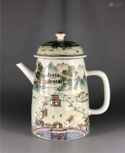 CHINESE FAMILLE ROSE PORCELAIN TEAPOT