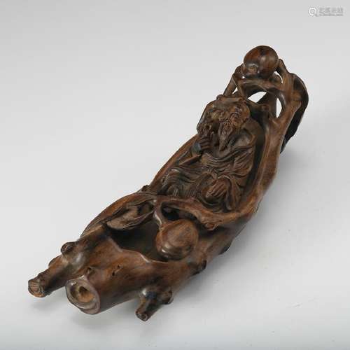 CHINESE CHENXIANG WOOD CARVED FIGURINE