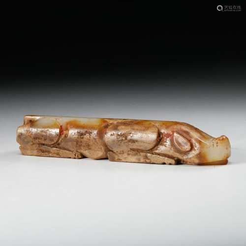 CHINESE ARCHAIC JADE CARVED PIG