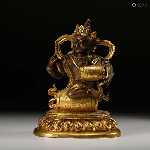 CHINESE GILT BRONZE BUDDHIST FIGURINE