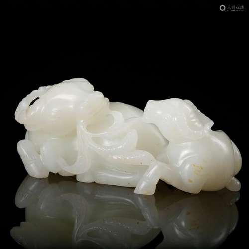 CHINESE WHITE JADE CARVED WATER BUFFALO