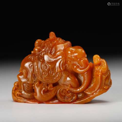 CHINESE TIANHUANG SOAPSTONE CARVED ELEPHANT