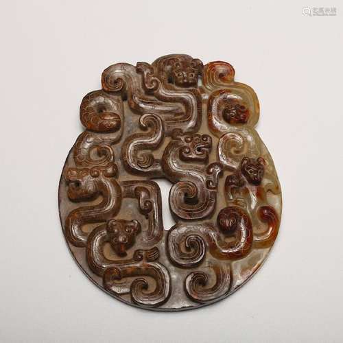 CHINESE JADE CARVED BI DISK