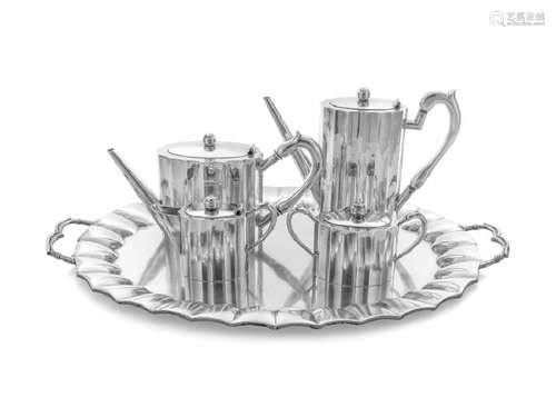 *A Mexican Five-Piece Silver Tea Service Maker's Mark