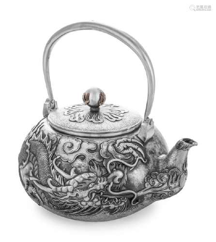 A Japanese Silver Teapot Watanabe Silversmith, Meiji