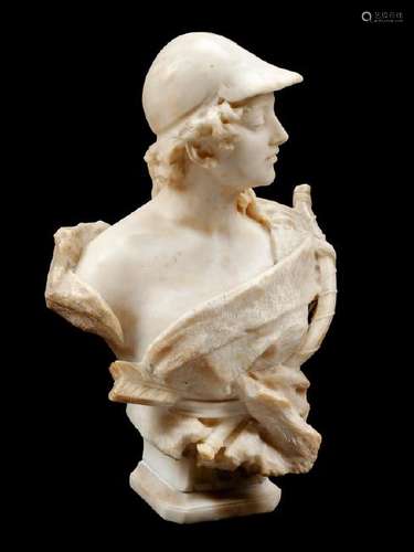 An Italian Marble Bust  19th Century Height 19 x width