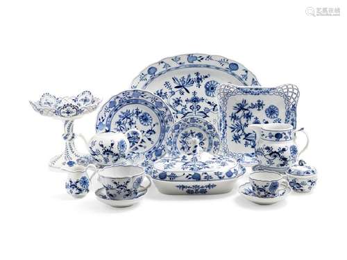 A Meissen Blue Onion Dinner Service Various Ages