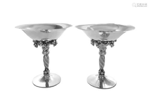 A Pair of Danish Silver Compotes Georg Jensen