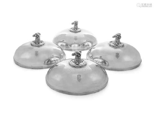 Four George III Silver Oval Meat Dish Covers  Andrew