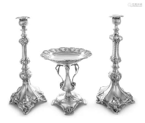 An Austrian Three-Piece Silver Garniture Vienna, Early