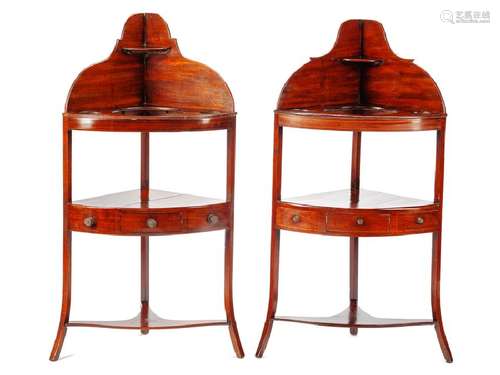 A Near Pair of Georgian Mahogany Corner Stands  Height