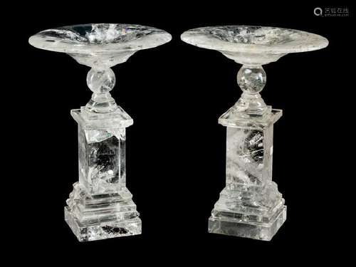 A Pair of Rock Crystal Tazze  Height 9 1/2 x width 7 x