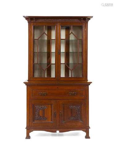 An Art Nouveau Oak Bookcase Early 20th Century Height