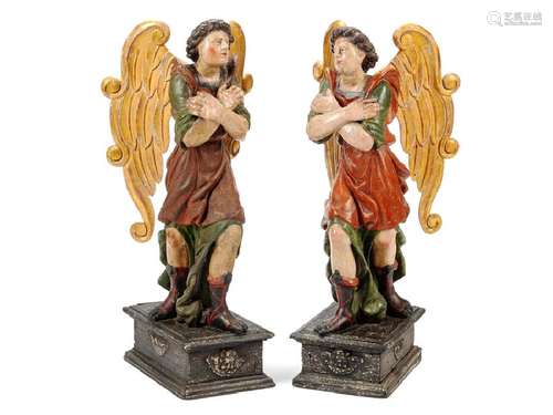 A Pair of Italian Carved and Polychromed Figures of