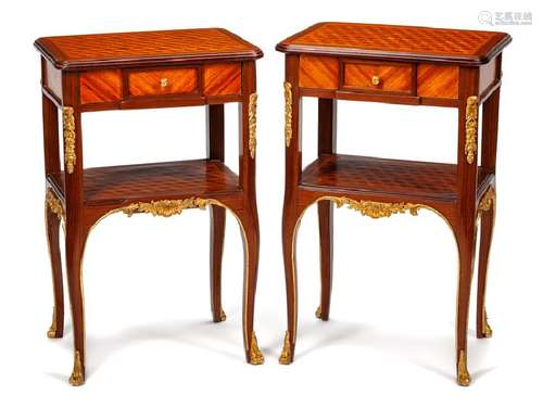 A Pair of Louis XV Style Gilt Bronze Mounted Occasional